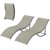 Set of 2 Folding Garden Loungers. Aluminum and Textilene Sun Lounger. 61x165x63cm