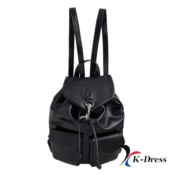 Lesklý batoh se stahovací šňůrkou, mini popruh, kožená školní taška