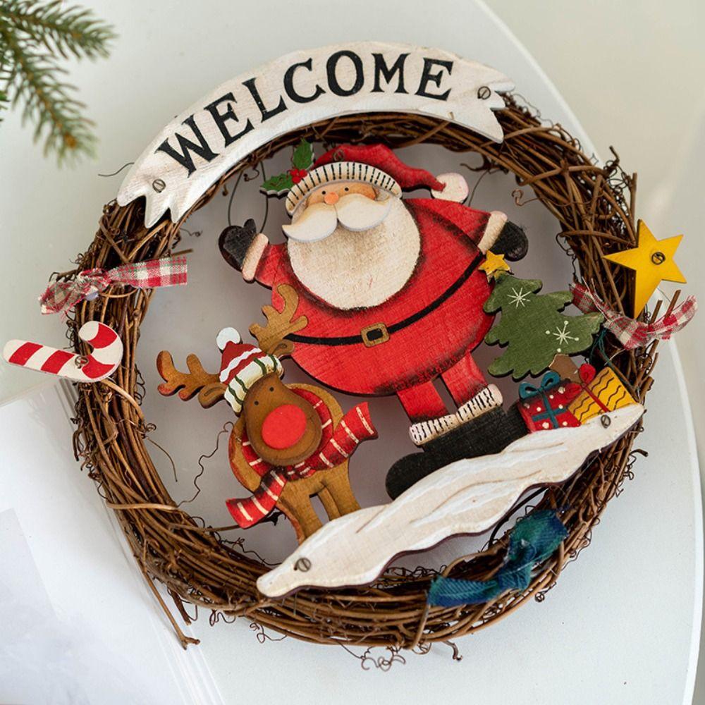 

Creative Christmas Welcome Door Pendant Wooden Santa Claus Snowman Decoration Party Snowman