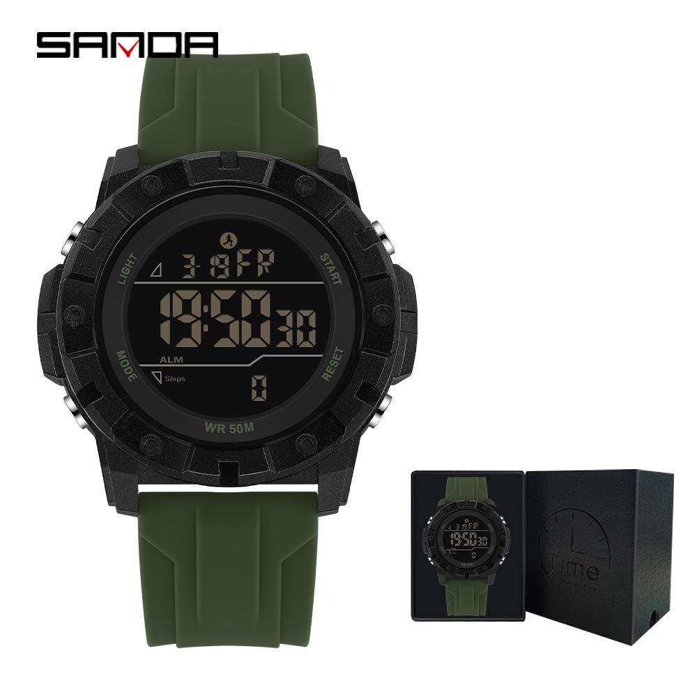 Sanda Multi-Function Smart Watch: Waterproof, Pedometer, Alarm Clock for Hiking & Sports - Unisex