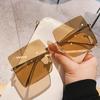 Fashion Oversized Square Sunglasses Women Brand Retro Big Frame Sun Glasses Female Metal Semi-Rimless Designer