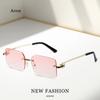 Vintage Square Rimless Sunglasses Women  Luxury  Designer Popular Small Rectangle Gradient Sun Glasses Fashion Shades