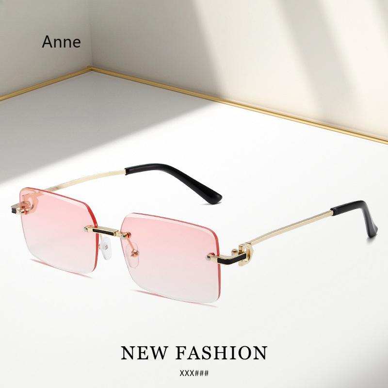 Vintage Square Rimless Sunglasses Women Luxury Designer Popular Small Rectangle Gradient Sun Glasses Fashion Shades