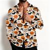 Men's Casual Halloween Shirt Jacket Loose Fit Breathable Turn-Down Collar for Spring and