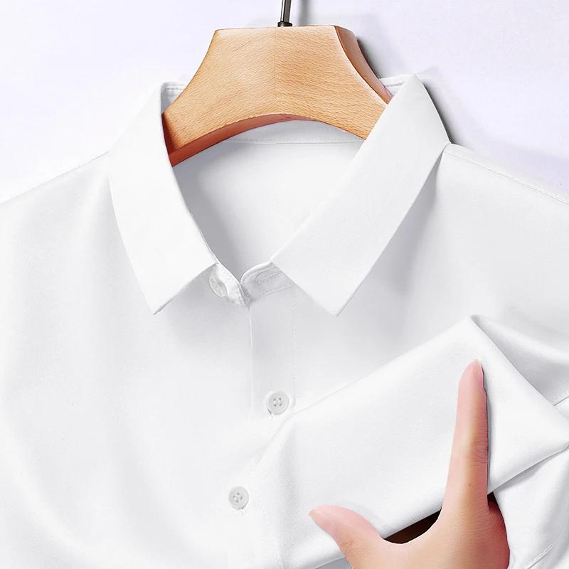 Men's Business Casual Long Sleeve Shirt Solid Color Wrinkle Resistant Comfortable All-Season Versatile Solid Color Top