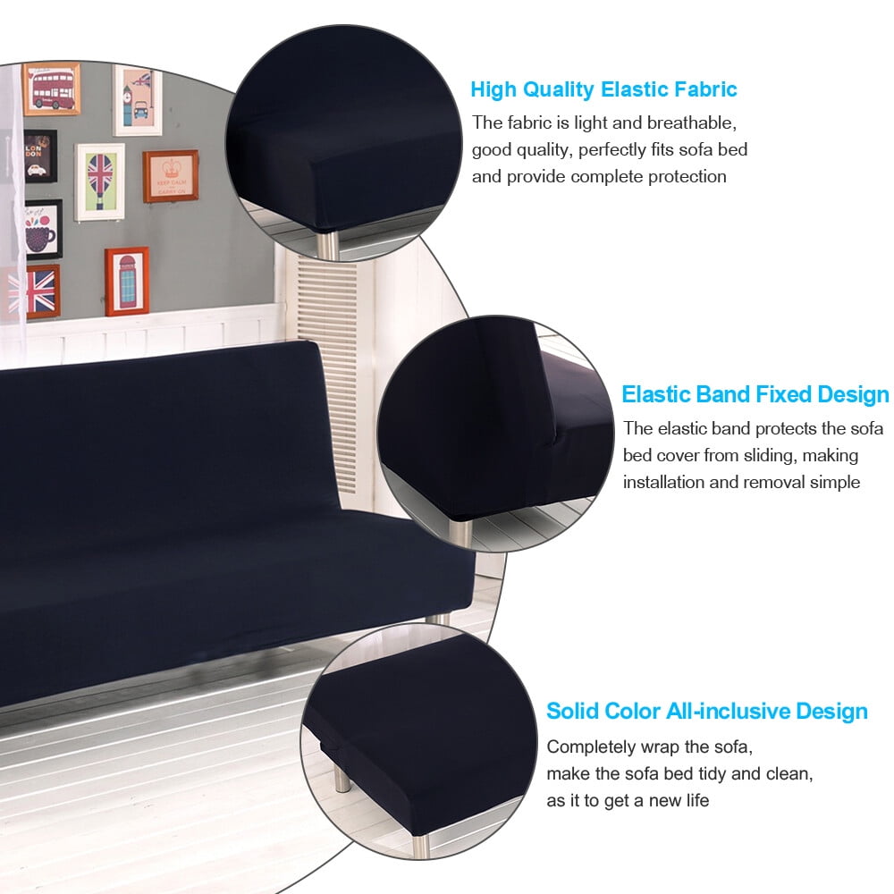 Folding Sofa Bed Cover Polyester Elastic Armless Couch Cover Futon Slipcover Protector