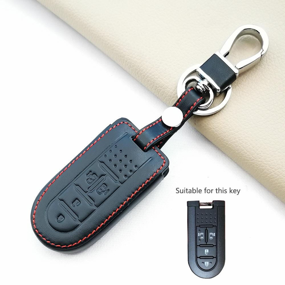 Fashion Style Leather Car Key Cover For Toyota Rush Daihatsu Tanto La600S La800S La610S Perodua Smart Case 2/4 Buttons Keychain