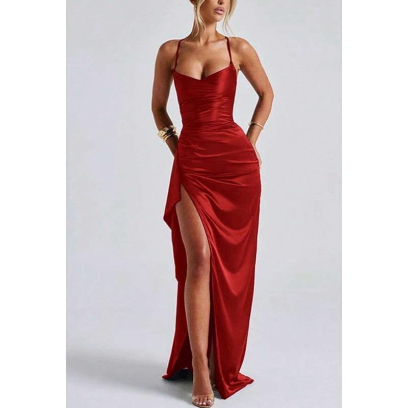 GMXIA Women's Spaghetti Strap Sweetheart Neck Fashion Summer Spring Casual Dresses