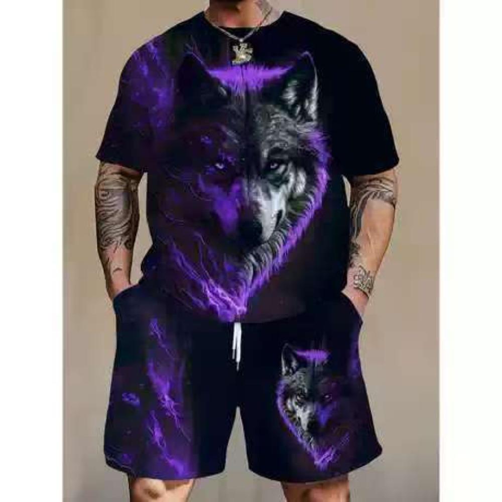 Set Estivo Sportivo da Uomo con Maglietta a Maniche Corte e Pantaloncini Taglie Forti T-shirt Pantaloncini Set da 2 Pezzi Ampio Oversize Traspirante Morbido Maniche Corte Abbigliamento Sportivo