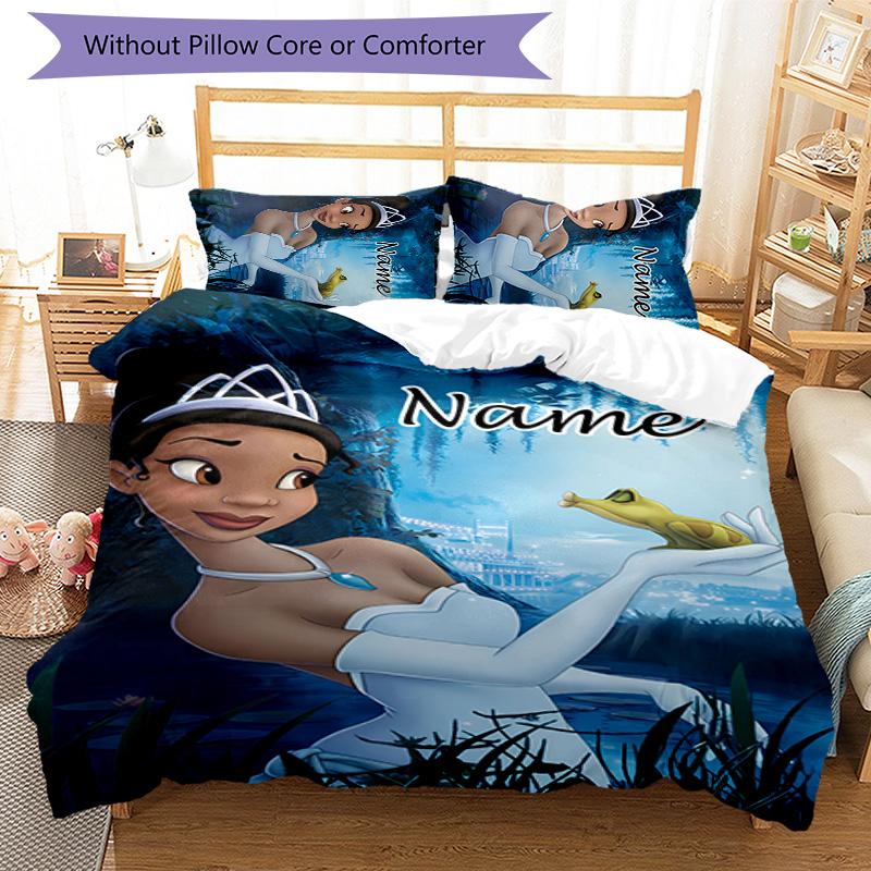 3pcs Princess5 Cover Set - Personalized Name, HD Printed Bedding with 1 Cover and 2 Pillowcases - Perfect for Home Decor, Easy Care