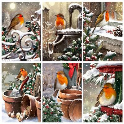 Diamant-Stickerei Tier Diamant Malerei Weihnachten Vogel Kreuzstich Schnee Mosaik Winter Home Decor Neujahrsgeschenk