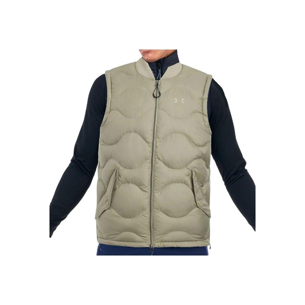 Under Armour Logo Solid Color Stand Collar Casual Lightweight Sleeveless Down Vest Unisex Vest Urban-Khaki 1389319-299
