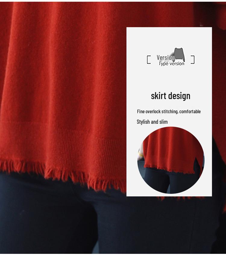 Women's Mid-Length High Neck Wool Sweater with Tassel - Loose Fit, Autumn/Winter Fashion.