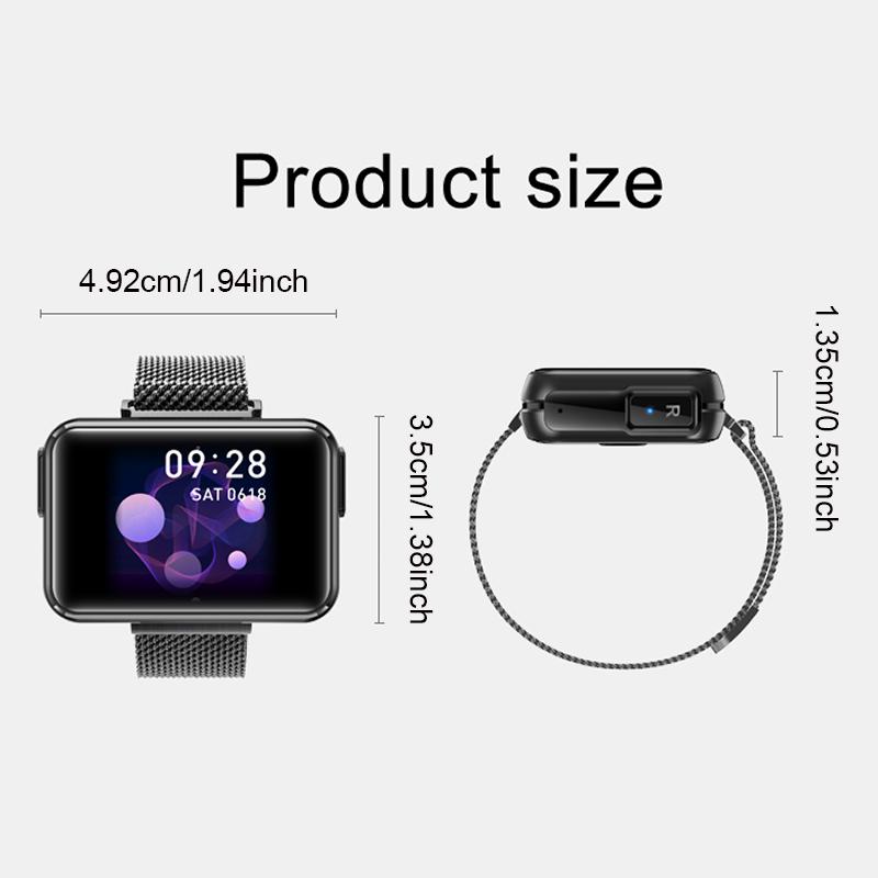 Rainbuvvy T91 Smartwatch 1.4inch Full-touch Screen Wireless 2in1 TWS Earbuds IPX6 Waterproof Bluetooth 280mAh Battery Detachable Strap Sports Watch