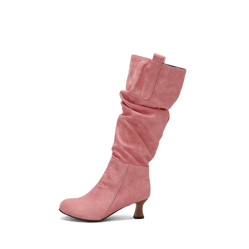 Yellow Pink Women Knee High Boots High Heel Big Size 50