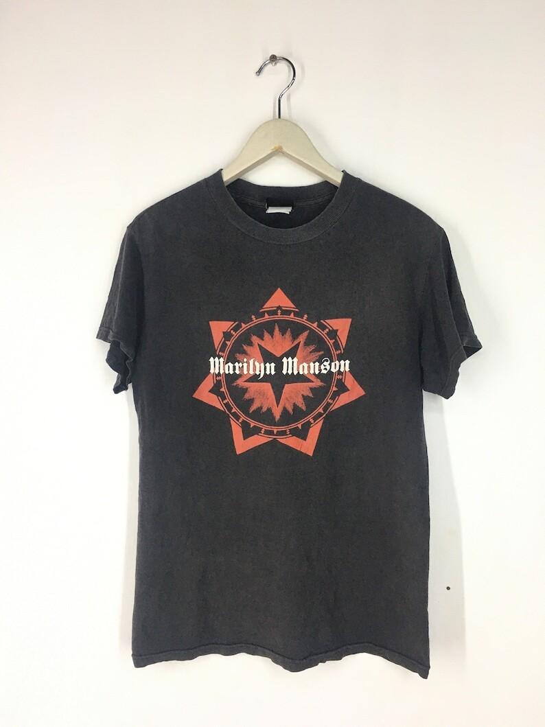 Marilyn Manson Rock Band Logo Tshirt Black Short Sleeve Unisex Tshirt KH5677 M