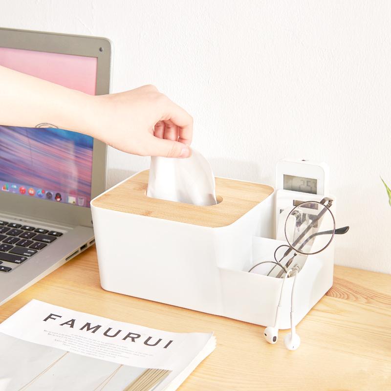 Office Desk Storage Box Napkin Holder Table Organizer with Cubicle Plastic Tissue Box Farmhouse Design JKM Brand