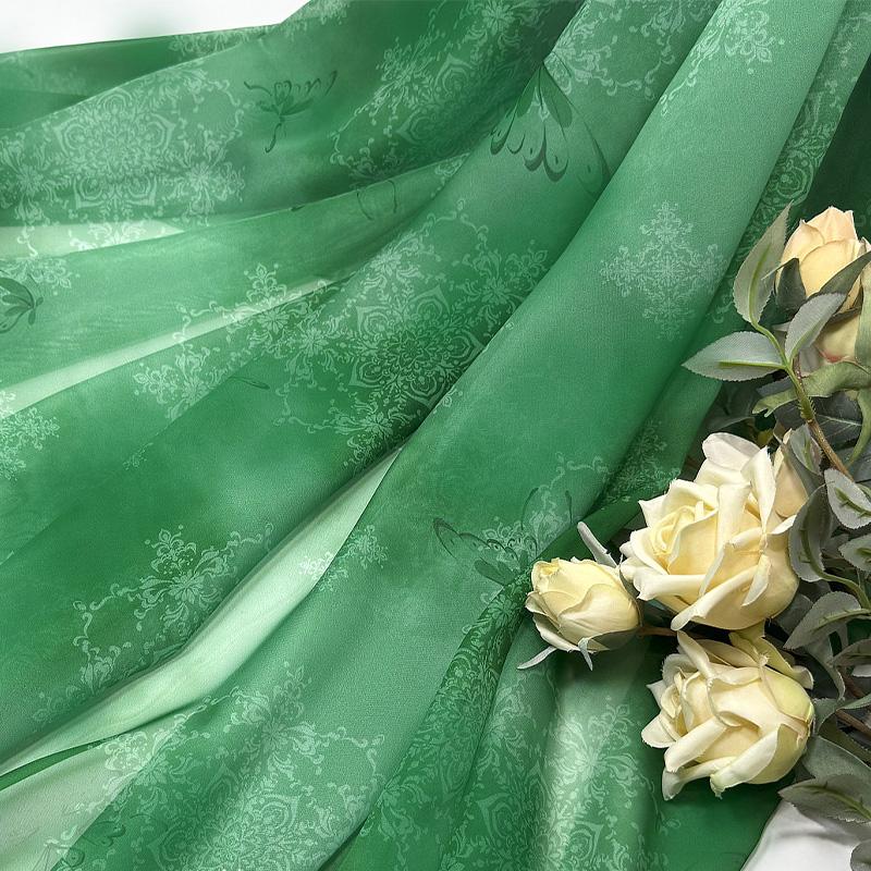 300/500cm Butterfly Dyeing Chiffon Fabric Printed for Handmade DIY Sewing Chinese-style Hanfu Clothing Dresses Cloth