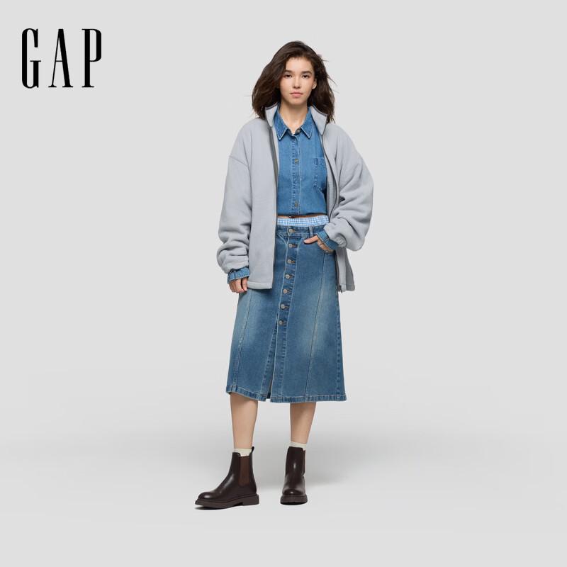Gap Damen Fleecejacke mit Stehkragen und Reißverschluss