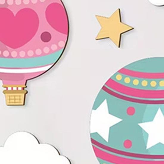 9 Pcs Hot Air Balloons Wall Art Star Cloud Balloons Nursery Wall Decor Boho Wooden Wall Sculpture for Kids Bedroom Playroom