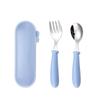 Child's Portable Cutlery Set with Cartoon Handle - Stainless Steel Fork and Spoon Gift Box for Kindergarten Feeding