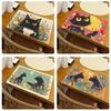 1PC Cartoon Black Cat Print Placemat Dining Table Decor Linen Tableware Coaster Set Kitchen Accessories For Kids Birthday Party