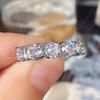 Hot Selling Single Row Lab Moissanite Rings for Women Elegant Crystal  Sterling Silver Rings for Wedding  Size 6-10