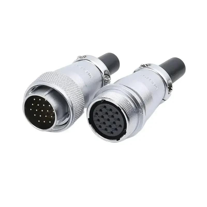 WEIPU WS24 TQ+ZQ WS24 Metal IP65 Waterproof Electrical Wire Cable Connector M24 2 3 4 9 10 12 19 Pin Industrial Outdoor Adapter