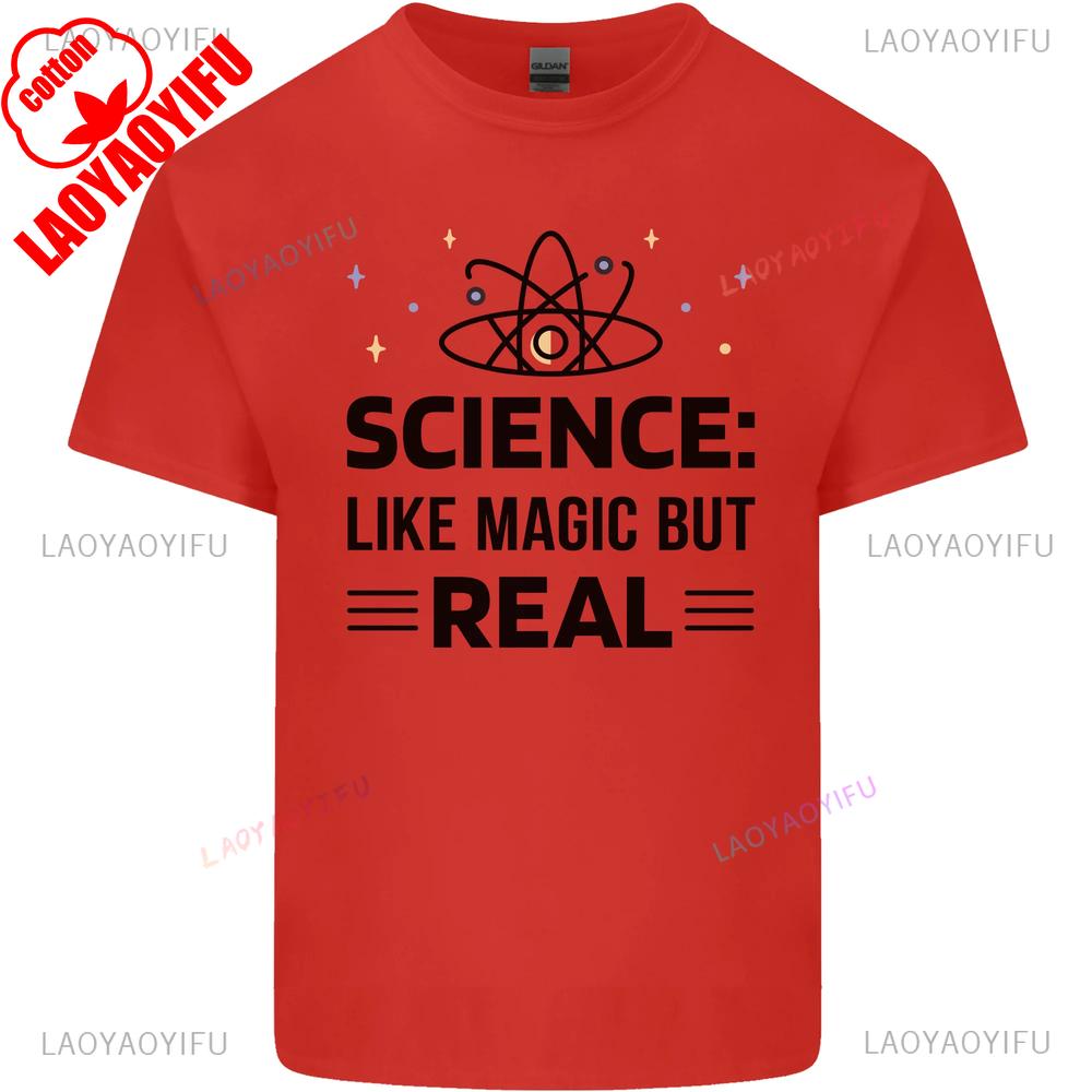 Science Like Magic But Real Funny Geek Nerd Printed T Shirt Tops Fun Science Tops Tee Shirt Unisex High Quality Cotton Tee S
