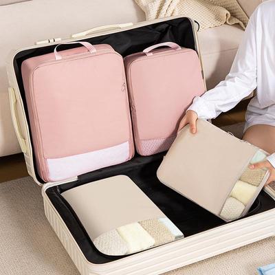 Komprimierbares Reisetaschen-Set aus Memory-Stoff – 2-teiliger Koffer und Kleideraufbewahrung