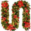 2.7M Artificial Pine Christmas Garland Wreath With/Without LED Lights Christmas Pine Tree Rattan Decor Xmas Tree Ornament