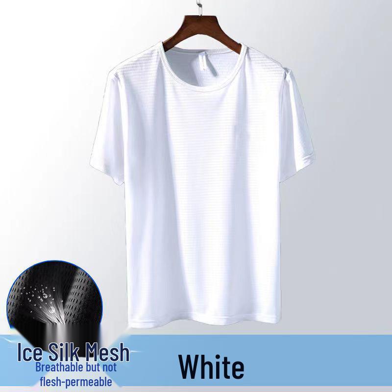 Men's Summer Ice Silk Mesh Quick Dry Short Sleeve T-Shirt - Breathable, Loose Fit, Plus Size Casual Sportswear