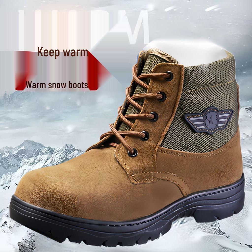 Men's Winter Thickened Snow Boots with Warm Toe & Genuine Labor Protection