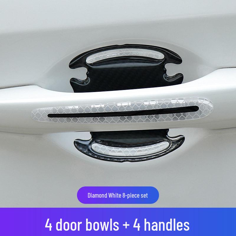 Reflective Carbon Fiber Anti-Collision Car Stickers for Handles, Door Bowl, and Mirrors