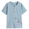 Pure Cotton Short-sleeved T-shirt Summer Loose Mother's Wear Embroidered Body Shirt Bottoming Shirt for Women