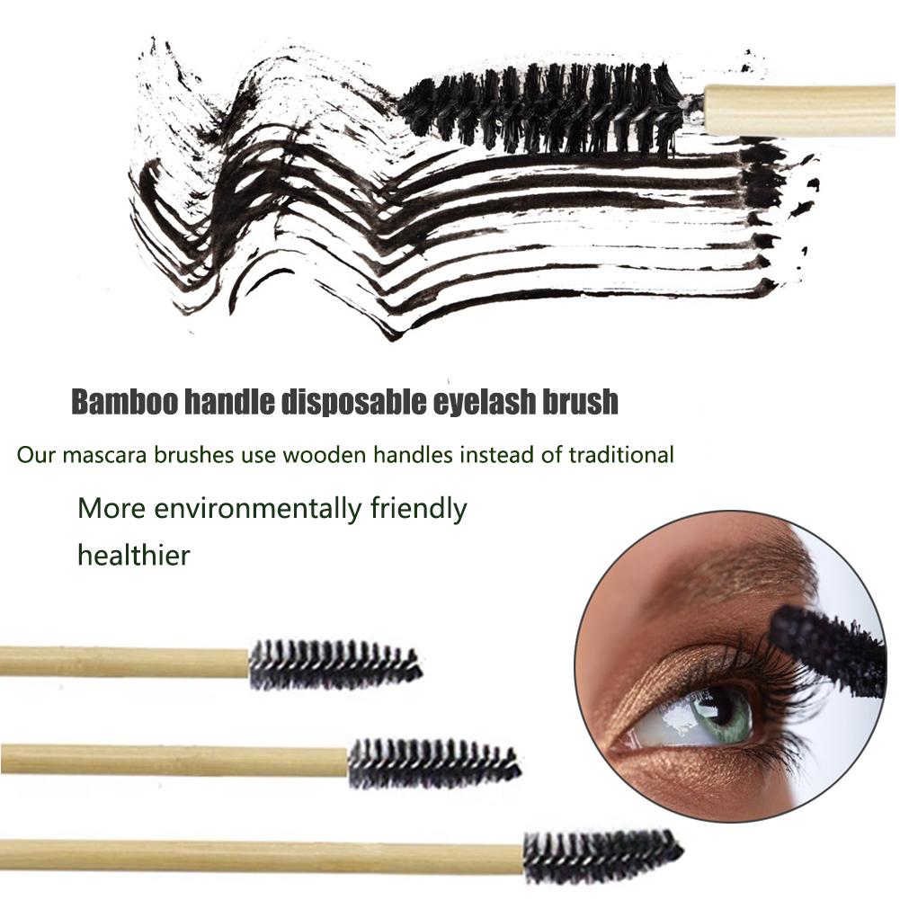 100pcs Disposable Eyelash Brushes Disposable Wood Handle Eyelash Mascara Wands Eye Lashes Extension Makeup Brush Black