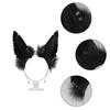 Lolita Plush Hair Hoop Wolf Ears Headwear with Metal Ring Furry Headband Cute Anime Fancy Dress Cosplay Accessories