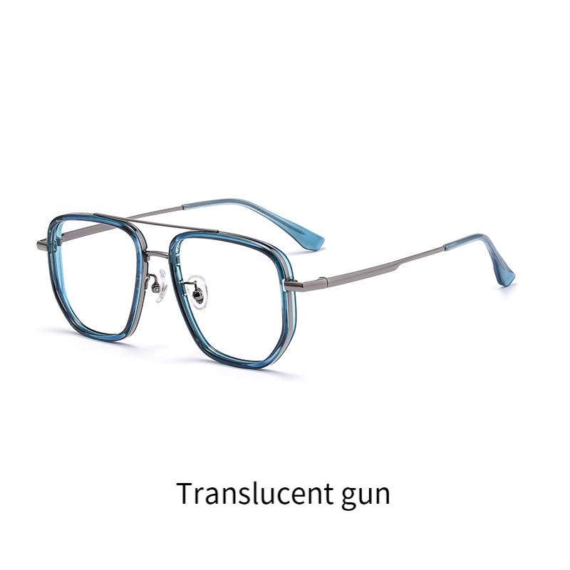 

Ultra Lightweight Titanium Frame Glasses TR90 Retro Pilot Double Beam Eyeglasses Polygonal Large Square Frame Men Women Eyewear