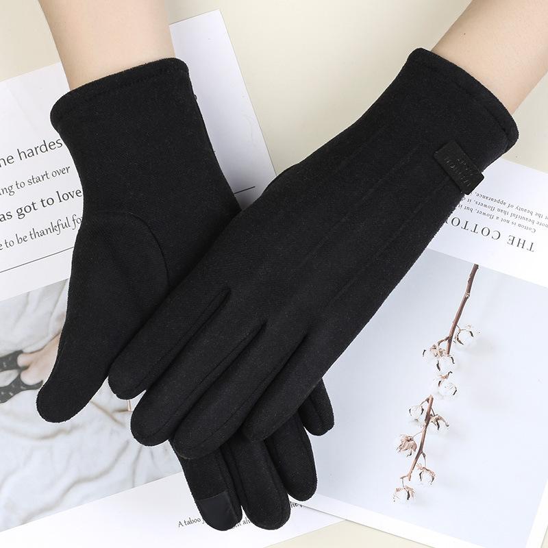 Warm Gloves for Women Rabbit Fleece Cute Bow Thickened Plush Windproof Riding Touch Screen Autumn and Winter Gloves