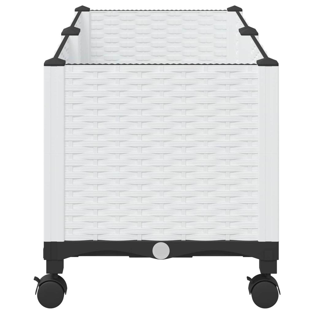 Garden Planter with Wheels White 80 x 40 x 48 cm PP