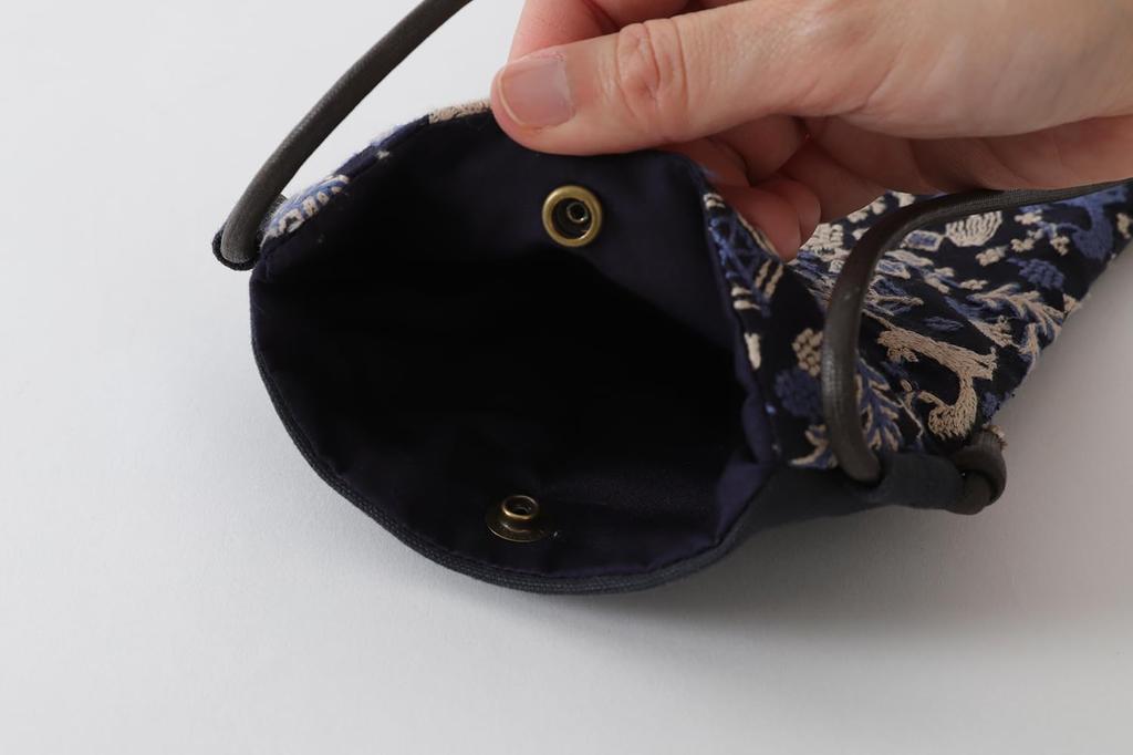 DDintex Ten To Sen "Fox Path" Pochette, Navy, 14x19cm [Dot and Line Embroidery Fabric]