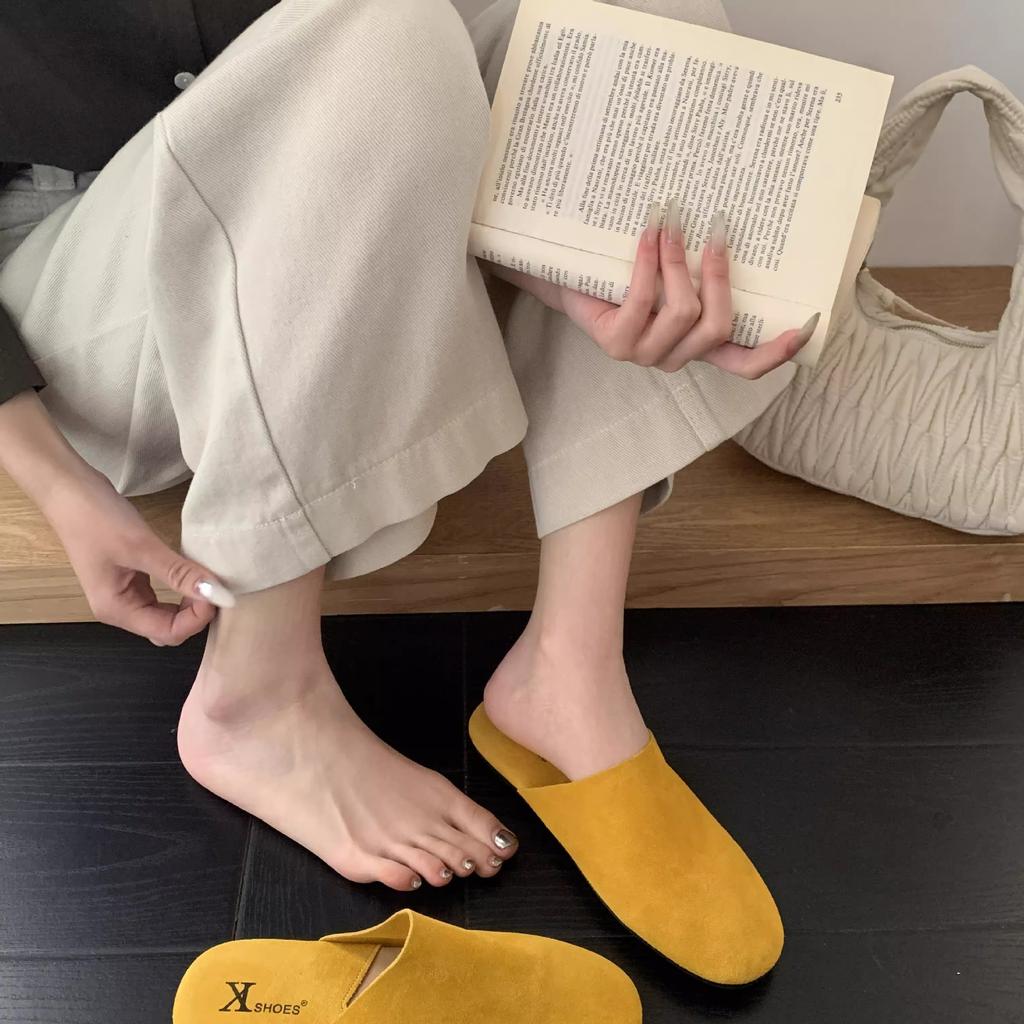 Baotou half slippers children wear 2025 new simple thick-soled lazy Muller women's shoes out slippers in autumn and winter