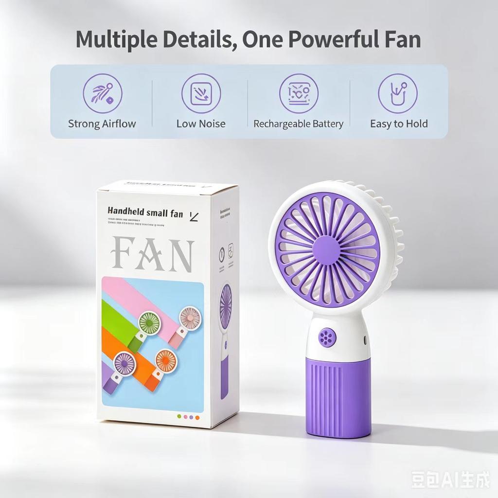 Mini Handheld Fan USB Rechargeable Foldable Pocket Cooling Fan 3 Speed Adjustable Silent Portable Fan for Travel Outdoor Student