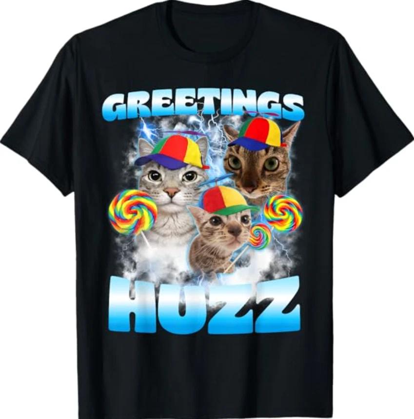 Cat Meme Greetings Huzz Funny Silly Cats T- Shirt XL