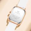OLEVS Women's Waterproof Wristwatch Quartz Movement White Silicone Band Rose Gold Case Black Dial Luminous Function