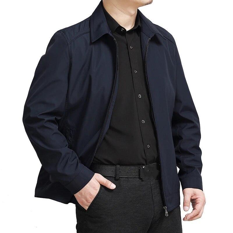 Men's Spring and Autumn Standing Collar Jacket Casual Large Size Business Jacket