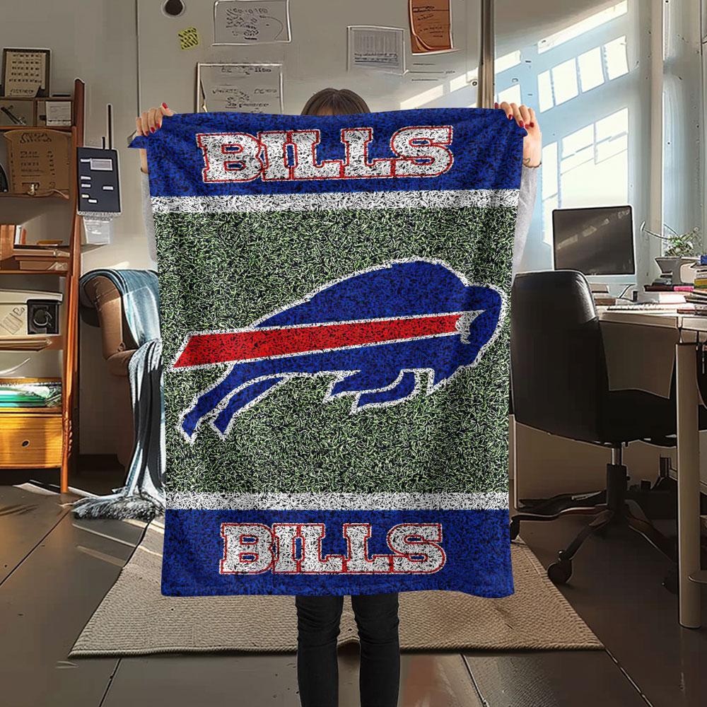 BUF Bills Printed Flannel Blanket, soft throw for bedroom sofa, washable, fan merchandise, great gift.