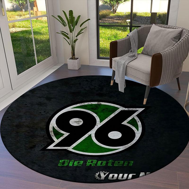 Hannover 96 Custom Name Round Area Rug,Carpet Rug for Living Room Bedroom Sofa Playroom Decor,Non-slip Floor Mat