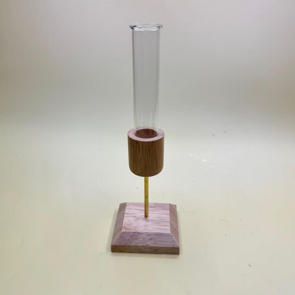 Creative Wooden Vase with Glass for Hydroponic Plants and Flowers