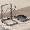 Multifunctional Kitchen Pot Lid Storage Rack While Cooking Utensils Pan Pot Cover Lid Rack Shelf with Drip Tray for Counter